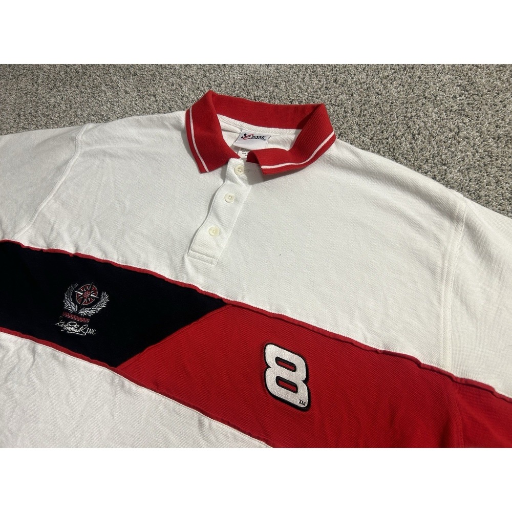 Vintage Chase Authentics Dale Earnhardt JR #8 Nascar Striped Cotton‎ Polo XL